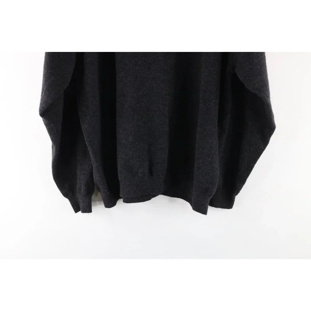 Vtg 90s Streetwear Womens 2XL Blank Wool Knit Mock Neck Sweater Charcoal Gray - Picture 7 of 7